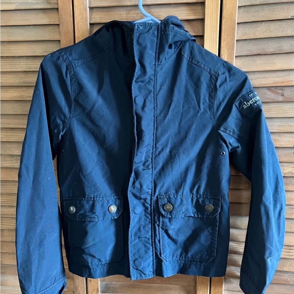 Abercrombie and Fitch Blue Hooded Rain Jacket/Windbreaker